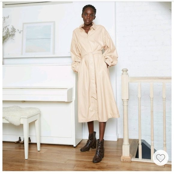 Prologue Dresses & Skirts - Prologue Long Sleeve Faux Leather Shirtdress